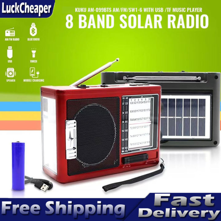 Solar Bluetooth AM/FM/SW 8 band Radio AM-099BTS with USB/TF music ...