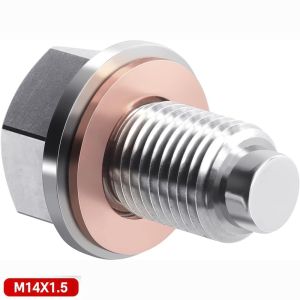 MAKERVY M12 M14 Oil Drain Plug Stainless Steel With Copper Washer Sump Drain Bolt Reusable ic Drain Plug