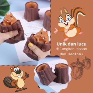 Mainan Pop it Squishy Stress Ball/Pohon Tupai Karet Silikon / Mainan Tupai Lucu Remasan / Pop It Pohon Lucu - FEALI.ID