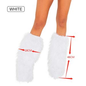 Japanese White Faux Fur Leg Warmers Boot Covers Goth Solid Leg Socks Punk Jk Knee-length Hot Girl Fashion Warm Sock
