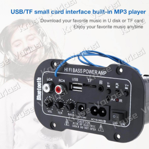 Amplifier Board Audio Bluetooth USB Radio TF DIY Subwoofer AC 220V /DC 12V 24V D5 D10 D3 Karaoke Power Stereo Bass Audio Karaoke FM Papan