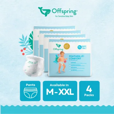 OFFSPRING FeatherAir Comfort Baby Diapers Pants M176/L152/XL128/XXL112 [4 Packs]