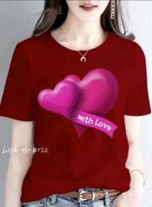 (COD)KAOS ATASAN MOTIF LOVE/COTTON COMBED WANITA