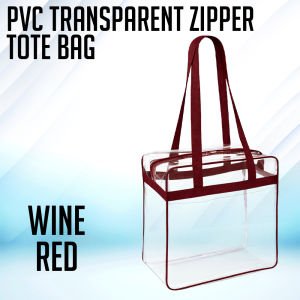 PrintYourStyle PVC Transparent Zipper Tote Bag Large Capacity Clear Handbag