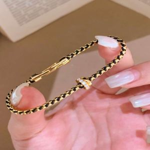 LETIGO Light Blue Woven Rope Bracelet Zircon Ring Bangle Inlay Zircon Grape Vine Bracelet Stylish Party Jewelry Circular Ring Bangle For Women Gift