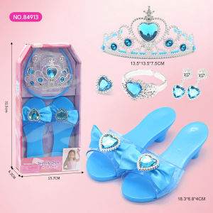 Free Shipping Girls Play House Crystal Princess Shoes Toy Set Bow High Heels Accessories ChildrenS Day Gift