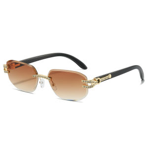 JN IMPRESSION New frameless trimmed small square sunglasses cross-border personality diamond-studded sunglasses net celebrity sunglasses
