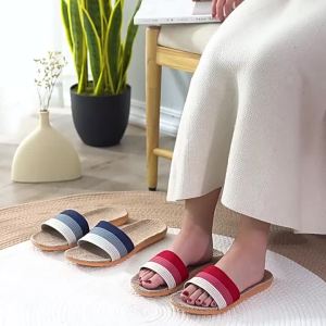 Japanese-Style Linen Slippers Indoor Silent And Sweat-Absorbing All-Season Floor Slippers Cotton-Linen Cool Slippers For Home Use