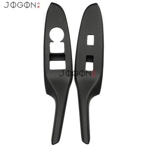 Cornerr 2Pcs Carbon Fiber Car Interior Door Window Lift Switch Lock Button Frame Cover Trim For Mazda MX-5 MX5 Miata ND 2016-2023 Q9Z6P