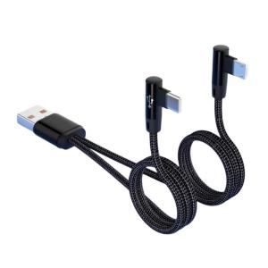 USB Splitter Charging Cable 2 In 1 Angled Design 5A Rapid Charging Cord With USB C +Microed USB Compatibility 20cm/120cm