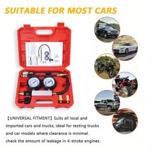 เครื่องทดสอบการรั่วไหลของกระบอกสูบสำหรับมาตรวัดคู่รถบรรทุกรถยนต์เครื่องมือตรวจจับการรั่วไหลพร้อมเกวัดน้ำมันเครื่องยนต์เคส
