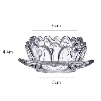 水晶酥油灯座 Crystal Tealight Candle Holder Stand Creative Lotus Shaped Transparent Glass Candle Cup Home Interior Decor 酥油烛台