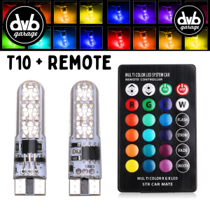 (2 PCS) LAMPU LED T10 RGB + REMOTE CONTROL SEIN SENJA MOBIL MOTOR