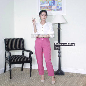 RAP - Celana Kerja Pink Dusty-Celana Kancing Syakira-Celana Bahan