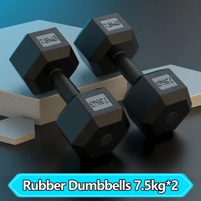 【Ready Stock】Hexagonal dumbbells 3/5/7.5kg a pair fitness hexagonal dumbbell of student dumbbell Weight gym training