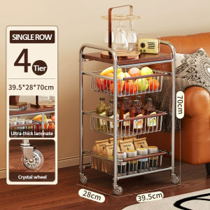 SimpleJoy 4-5 Tier Mid-Century Modern Storage Cart with 360° Rotating Wheels Multifunctional Trolley Organizer for Kitchen Bathroom Living Room