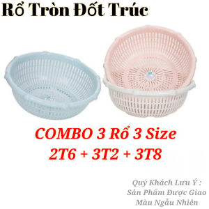 COMBO 3 Rổ Tròn Đốt Trúc HOKORI Nhựa Việt Nhật Nhiều Kích Cỡ 3524-29