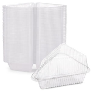 50Pcs Cake Slice Containers with LidDisposable Disposable Clear Plastic Triangle Cake Boxes