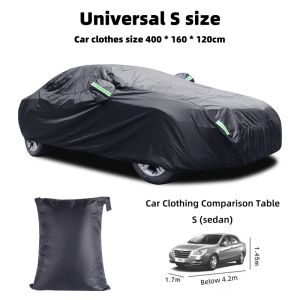 Car clothes car covers all black coated with silver cloth car clothes rainproof and sunscreen belt car cover polyester reflective strip car clothes
