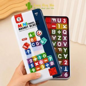 Bộ Xếp Hình Nam Châm Chữ & Số 40 Chi Tiết – Block Travel Magnet 40PCS Cho Bé Học Chữ Cái Số Đếm Phép Tính Phát Triển Tư Duy