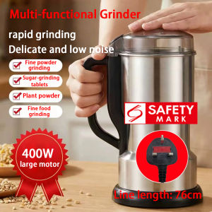 (Ship in 12hrs)400W Stainless steel bits coffee grinder Food-grade Home electric grinder machine blender Spices Coffee Bean Dry Nut Miscellaneous