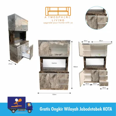 Lemari Dapur Serbaguna / Lemari Sayur Finishing HPL + Cermin - Khusus Pengiriman Wilayah Jabodetabek