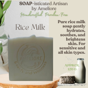Rice Milk Handcrafted Plant-based Paraben-Free Natural Soap 120g for Sensitive Skin (Soap-isticated Artisan by Ameliore)