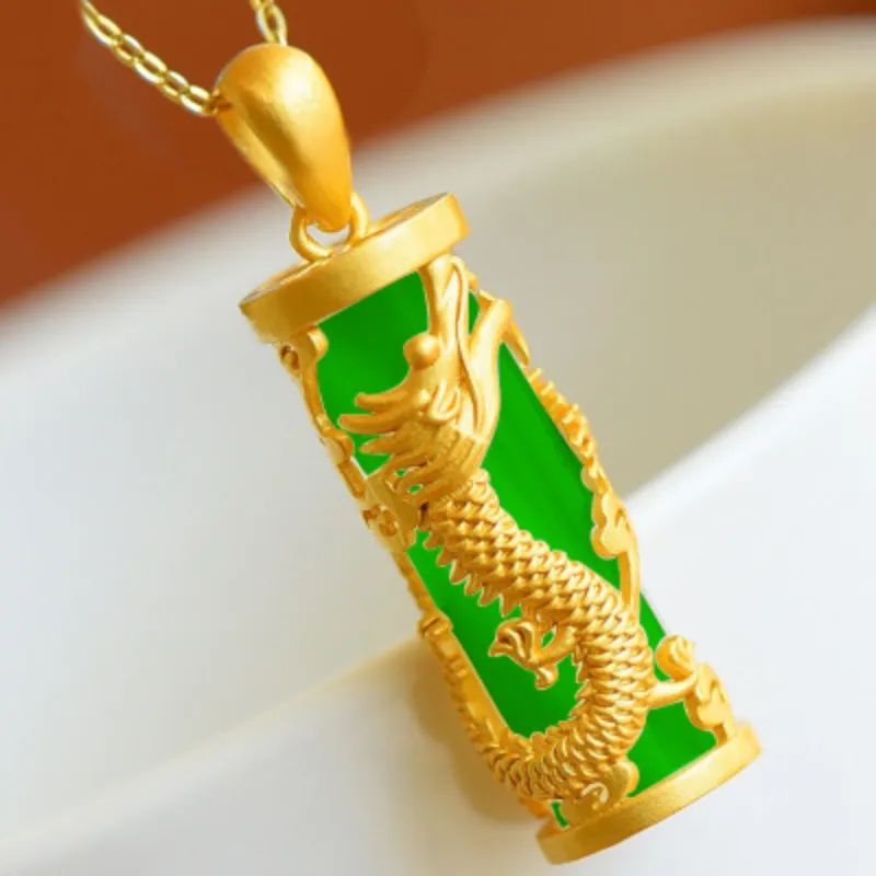 Gold jade deals dragon pendant