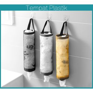 Tas gantung plastik sampah dinding / Tempat penyimpanan kantong plastik Kresek / Bag holder wall mount storage SH E37