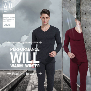 Mens Seamless Thermal Underwear Set for Autumn and Winter