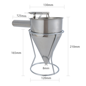 1200ml Stainless Steel Pancake Batter Dispenser Donut Cupcake Waffle Batter Funnel with Bracket
