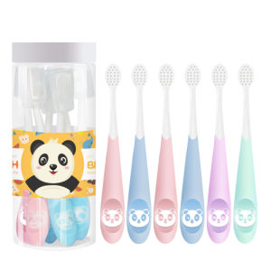 แปรงสีฟันเด็กขนนุ่ม 6 ชิ้นในถัง แปรงสีฟันขนนุ่มสำหรับเด็กอายุ 3-12 ปี