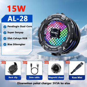 【New Ai】NETPAC Ai Funcooler AL28 Fan Cooler Magnetic Back Clip 2 in 1 Kontrol suhu cerdas AI with RGB