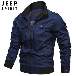 JEEP SPIRIT Mens Jacket Fashion Casual Trench Coat Jacket Mens 2023 Spring and Autumn New High-quality Jacket Stand Collar Slim Jacket Mens