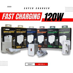 Charger 120 Watt Super Fast Charging VOOC TYPE C Micro USB 24A Turbo Charge 120Watt Chrger BT 120W For All Brand GARANSI