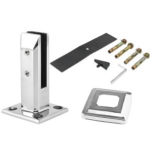 304 Stainless Steel Glass Pool Fence Clip Floor Glass Holder Clamp Stand Fixed Fittings Clamp Heavy Duty (With Cover)