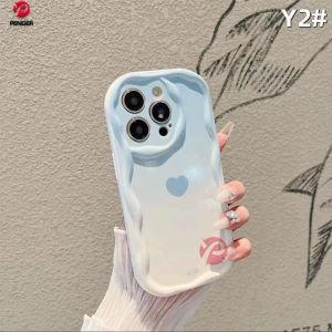 (Lokal Ready) PENGER Casing hp iPhone 11 12 14 13 12 Pro Max XR 7Plus iPhone 15 Pro Max X XS Max 6s 7 8 6 Plus SE 2020 Candy Gradient Love Heart Lembut 3D Bergelombang Curved Edge Case