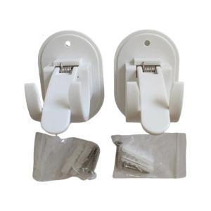 2Pcs Universal Easy Installation Curtain Rod Brackets Strong Adhesive Window Rod Hangers Holders for Living Room Bedroom