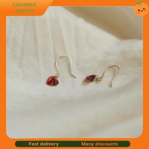 ❣️❣️❣️ 1Pair Korean Style Exquisite Wine Red Zircon Love Heart Dangle Stud Earrings For Women Simple Fashion Ear Hook Party Jewelry