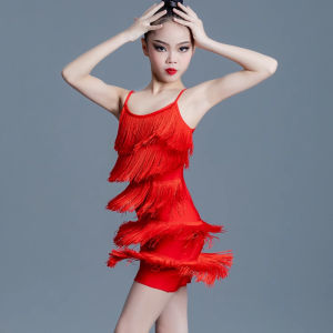 11.11 Kids Girls Samba Latin Dance Dress Competition Ballroom Dancing Salsa Tango Fringe Tassel Standard Practice Costume Child Suit h261016