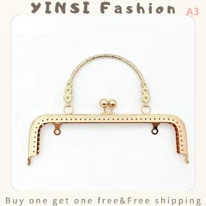 YINSI 20CM Square Embossing Wrist Metal Kiss Clasp Frame For Bags Flower Handle Sewing Hardware Handbags Accessories