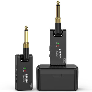 LEKATO WS-100 Wireless Guitar System with Charging Box Rechargeable Wireless Guitar Transmitter Receiver 2.4Ghz