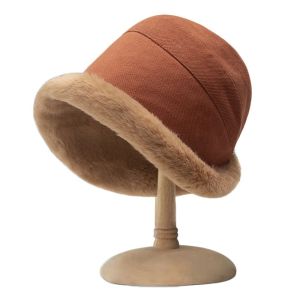 DOWNA Outdoor Soft Warm Casual Plus Velvet Fisherman Cap Sun Cap Bucket Hat Panama Hat