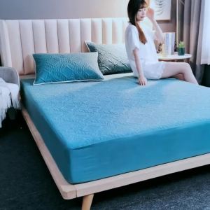 Arline Waterproof Mattress Protector cover  3D pattern design high-grade waterproof mattress cover fully surrounded non-slip mattress cover waterproof and dustproof bed sheet ，Size: Single / Double / Queen / King / Super king 5H6F8