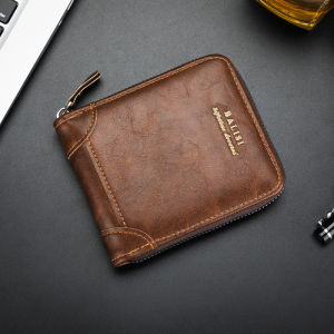 AE Mens Wallet Drivers License Holder Vintage Simple Mens Casual Short Wallet Multifunctional Zipper Card Holder