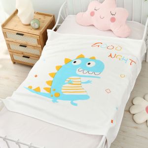Cartoon Pattern Baby Bamboo Fiber Blanket 110CM Double Gauze Bath Towels Baby Swaddle Wrap Beach Towels Kids Bedding Soft Blanket Sheets Bed