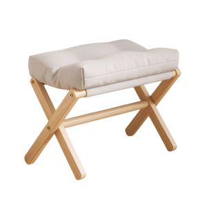 DCITZ Solid Wood Foldable Footstool Cotton-filled Cushion Compact Design Footstool Foot Support Folding Mechanism Low Stool Office Lunch Breaks