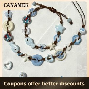 【 CANAMEK 】 Ceramic Boho Fish Star Beaded Woven Bracelets Temperament Holiday Style Jewelry Accessories