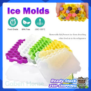 37 Grids Honeycomb Ice Cube Tray With Cover Food Grade Silicone Easy Release Ice Cube Molds DIY Fruit Ice Cold Drink Household Ice Molds Dulang Ais