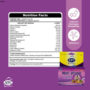 ATC Multi-Vitamins 30s Dietary Supplements Physical Function Physical Mental Health Stress Reduce